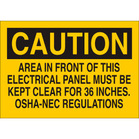 Brady Worldwide Inc 84827 Brady® 84827 Electrical Hazard Caution Sign, Self-Adhesive, Polyester, 10"W x 7"H image.