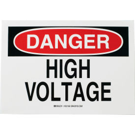 Brady Worldwide Inc 84876 Brady® 84876 Danger High Volatge Sign, Self-Adhesive, Polyester, 10"W x 7"H image.