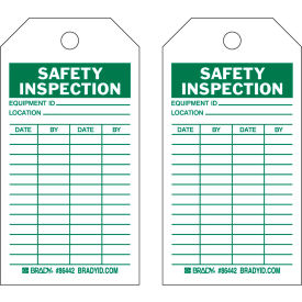 Brady Worldwide Inc 86442 Brady® 86442 Safety Inspecton Tag, 2 Sided, 10/Pkg, HD Polyester Encapsulated, 3"W x 5-3/4"H image.