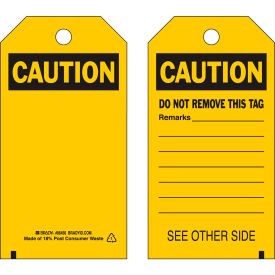 Brady 86456 Self-Laminating Caution Tag w/ Clear Adhesive Overlay, Polyester, 3