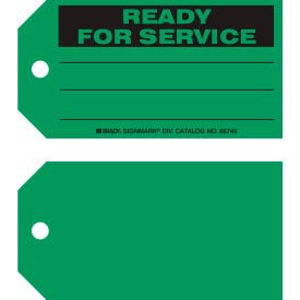 Brady Worldwide Inc 86745 Brady® 86745 Ready For Service Tag, 100/Pkg, Cardstock, 5-3/4"W x 3"H image.