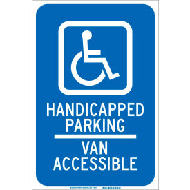 Brady Worldwide Inc 90018 Brady® 90018 Handicapped Parking Van Accessible Sign, Blue/White, Aluminum, 12"W x 18"H image.