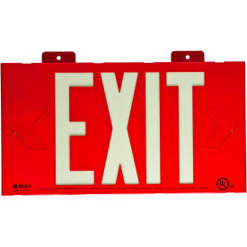 Brady Worldwide Inc 90839B Brady® 90839B BradyGlo Exit Sign, 12-Side w/ Mount, Glow Red, Plastic, 15-1/4"W x 8-1/4"H image.