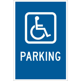 Brady Worldwide Inc 91362 Brady® 91362 Handicapped Parking Sign, Blue/White, HIP Reflective Sign, Aluminum, 12"W x 18"H image.