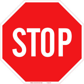 Brady Worldwide Inc 94142 Brady® 94142 Stop Sign, 18"H X 18"W, White/Red, HIP Reflective Sign, Aluminum, 18"W x 18"H image.