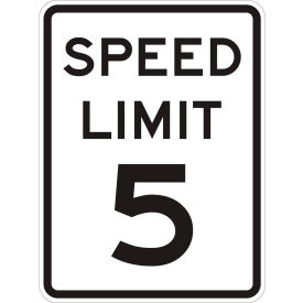 Brady Worldwide Inc 94210 Brady® 94210 Speed Limit 5, HIP Reflective Speed Limit Sign, Aluminum, 18"W x 24"H image.