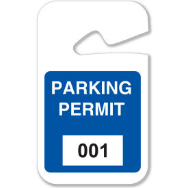 Brady 95201 Rearview Mirror Hanging Tags, Parking Permit, Blue, 001 - 100, 2-3/4