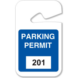 Brady 96263 Rearview Mirror Hanging Tags, #201 - 300, Parking Permits, Blue, 2-3/4