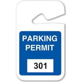 Brady 96264 Rearview Mirror Hanging Tags, #301 - 400, Parking Permits, Blue, 2-3/4