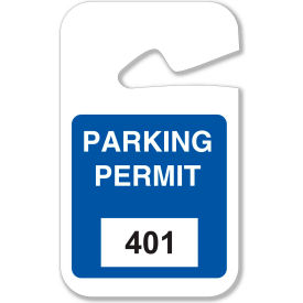 Brady 96265 Rearview Mirror Hanging Tags, #401 - 500, Parking Permits, Blue, 2-3/4