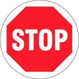 Brady Worldwide Inc 97614 Brady® 97614 Floor Stop Sign, 17"Dia, Red/White, Anit-Skid, Vinyl, 17"Dia image.
