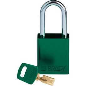 Brady Worldwide Inc ALU-GRN-38ST-KD Brady® ALU-GRN-38ST-KD Brady SafeKey Lockout Padlock Aluminum 1.5" Steel Shackle Key Different image.