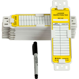Brady Worldwide Inc LAD-EITH/L12 Brady® LAD-EITH/L12 Ladder Inspection Tag Kit, 10/Pkg, 5-3/4" W X 7-5/8" H, White/Yellow image.
