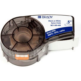 Brady Worldwide Inc M21-500-499 Brady BMP21 Series Nylon Cloth Wire & Cable Labels, 1-2"W X 16L, Black-White, M21-500-499 image.