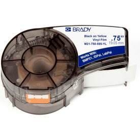 Brady Worldwide Inc M21-750-595-YL Brady BMP21 Series Indoor-Outdoor Industrial Vinyl Labels, 3-4"W X 21L,, Blk-Ylw, M21-750-595-YL image.