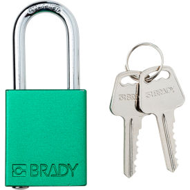 Brady Worldwide Inc SDAL-GRN-38ST-KD Brady® Safety Lockout Padlock, Keyed Different, 1-1/2", Aluminum/Steel, Green image.