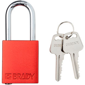 Brady Worldwide Inc SDAL-RED-38ST-KD Brady® Safety Lockout Padlock, Keyed Different, 1-1/2", Aluminum/Steel, Red image.