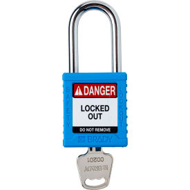 Brady Worldwide Inc SDPL-BLU-38ST-KD Brady® Safety Lockout Padlock, Keyed Different, 1-1/2", Plastic/Steel, Blue image.