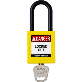Brady Worldwide Inc SDPL-YLW-38PL-KD Brady® Safety Lockout Padlock, Keyed Different, 1-1/2", Plastic/Nylon, Yellow image.