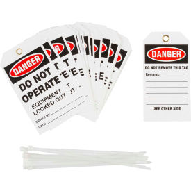 Brady TG027E Lockout Tag - Danger Do Not Operate Equipment Locked Out, Cardstock, 25/Pack