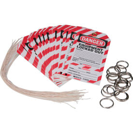 Brady Worldwide Inc WKT2 Brady® WKT2 Danger Equipment Locked Out Tag, Two-Part Tags With Stubs, Cardstock, 25/Pack image.