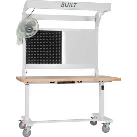Built ATE150.BBT.0030.0048 CSTR Built Systems 48"W x 30"D Adjustable Height Assembly Table on Casters with Maple Top - White image.