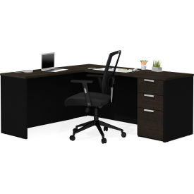 Bestar L-Desk - Deep Gray and Black - Pro-Concept Plus Series