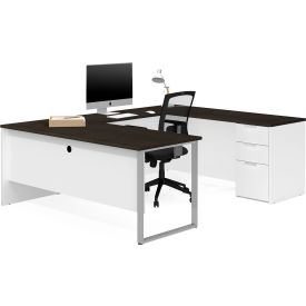 Bestar 110888-17 Bestar® U-Desk - White and Deep Gray - Pro-Concept Plus Series image.