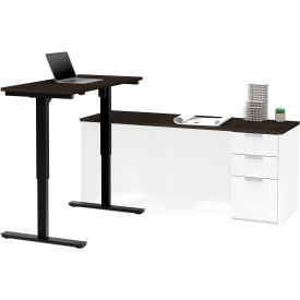 Bestar 110895-17 Bestar® Height Adjustable L-Desk - White and Deep Gray - Pro-Concept Plus Series image.