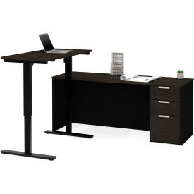 Bestar 110895-32 Bestar® Height Adjustable L-Desk - Deep Gray and Black - Pro-Concept Plus Series image.