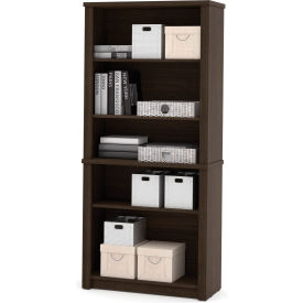 Bestar 60700-3179 Bestar® Modular Bookcase 30-13/16"W x 12-7/8"D x 66-13/16"H 5 Shelf Dark Chocolate image.