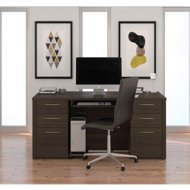 Bestar 60850-79 Bestar® Executive Desk Kit - 66" - Dark Chocolate - Embassy Series image.