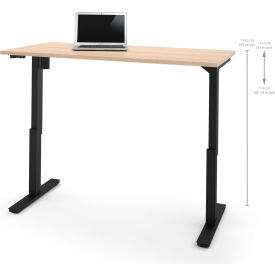 Bestar 65867-38 Bestar® Height Adjustable Table - Electric - 60" x 30" x 28" - 45"H Northern Maple image.