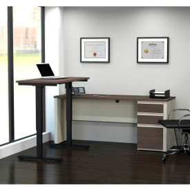 Bestar L-Desk with Height Adjustable Table - White Choc/Antigua - Prestige Series