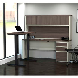 Bestar 99886-52 Bestar® L-Desk with Hutch and Adjustable Table - White Choc/Antigua - Prestige +  Series image.