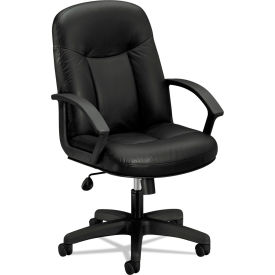 HON® HVL601 Series Executive High-Back Leather Chair 250 lb Cap 17.44" to 21"H Seat Black