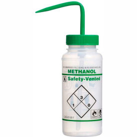 Bel-Art Products 11642-0623 Bel-Art LDPE Wash Bottles 116420623, 500ml, Methanol Label, Green Cap, Wide Mouth, 3/PK image.