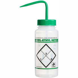 Bel-Art Products 11646-0611 Bel-Art LDPE Wash Bottles 116460611, 500ml, Methyl Ethyl Ketone Label, Green Cap, Wide Mouth, 6/PK image.