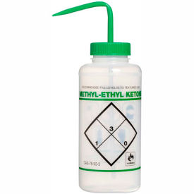 Bel-Art Products 11646-1132 Bel-Art LDPE Wash Bottles 116461132, 1000ml, Methyl Ethyl Ketone Label, Green Cap, Wide Mouth, 6/PK image.
