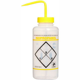 Bel-Art Products 11646-2432 Bel-Art LDPE Wash Bottles 116462432, 1000ml, Isopropanol Label, Yellow Cap, Wide Mouth, 6/PK image.