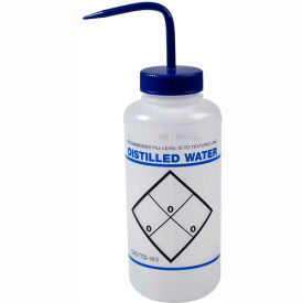 Bel-Art Products 11646-6032 Bel-Art LDPE Wash Bottles 116466032, 1000ml, Distilled Water Label, Blue Cap, Wide Mouth, 6/PK image.