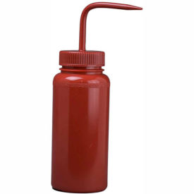 Bel-Art Products 11651-0016 Bel-Art Red LDPE Wash Bottles 116510016, 500ml, Red Cap, Wide Mouth, 6/PK image.