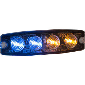 Buyers Products Co. 8892248 Buyers 4.4" Amber/Blue Surface Mount Ultra-Thin Strobe Light - 4 LED - 8892248 image.