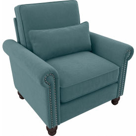 Bush Ind Inc CVK36BTBH-03 Bush Business Furniture Coventry Accent Chair w/ Nailheads & Arm, Turkish Blue image.