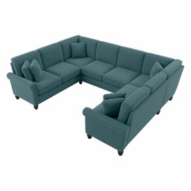 Bush Ind Inc CVY112BTBH-03K Bush Business Furniture Coventry U Shaped Sectional Couch, 113"W x 87"D x 35-3/4"H, Turkish Blue image.
