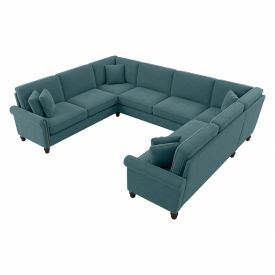 Bush Ind Inc CVY123BTBH-03K Bush Business Furniture Coventry U Shaped Sectional Couch, 125"W x 99"D x 35-3/4"H, Turkish Blue image.