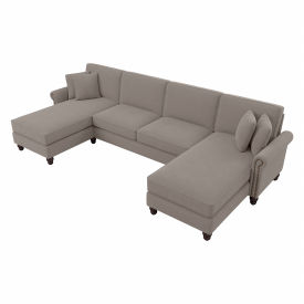 Bush Ind Inc CVY130BBGH-03K Bush Business Furniture Sectional Couch w/ Double Chaise Lounge, 131"W x 62-3/16"D x 35-3/4"H, Beige image.