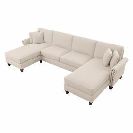 Bush Ind Inc CVY130BCRH-03K Bush Business Furniture Sectional Couch w/ Double Chaise Lounge, 131"W x 62-3/16"D x 35-3/4"H, Cream image.