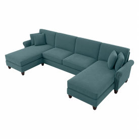 Bush Ind Inc CVY130BTBH-03K Bush Business Furniture Couch w/ Double Chaise Lounge, 131"W x 62-3/16"D x 35-3/4"H, Turkish Blue image.