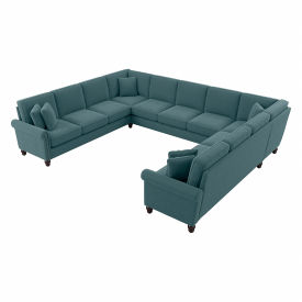 Bush Ind Inc CVY135BTBH-03K Bush Business Furniture Coventry U Shaped Sectional Couch, 137"W x 111"D x 35-3/4"H, Turkish Blue image.